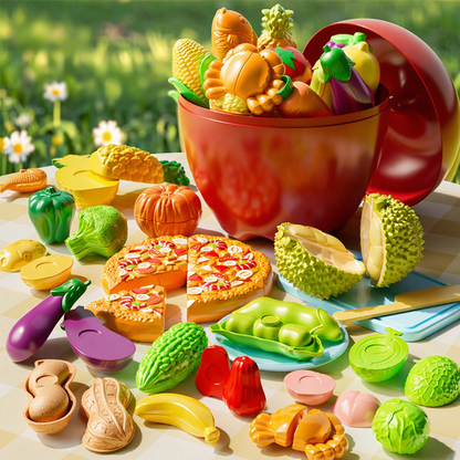 🍎 Gyerekeknek szóló, vágós játékok – tépőzáras gyümölcsök és zöldségek, valósághű ropogás – utánvéttel ✨