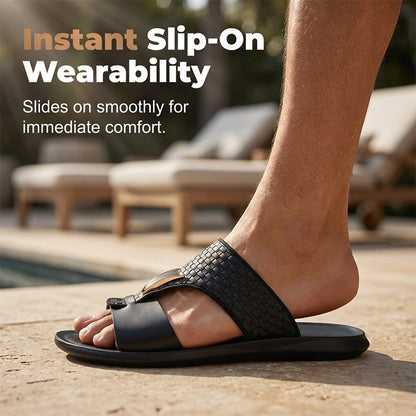 👞 Férfi alkalmi, lapos talpú papucs – Légáteresztő, csúszásgátló, strandra és mindennapi viseletre – Utánvéttel ✨