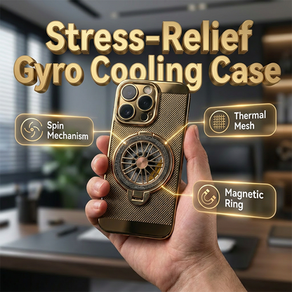 🌀 Stresszoldó giroszkópos hűtőtok – mágneses gyűrűvel, állvánnyal – Utánvét ❄️📱