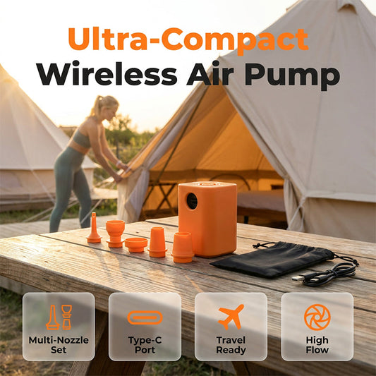 💨 Wireless air pump with turbo mode – Fast inflation, lightweight, portable – Cash on delivery 📦