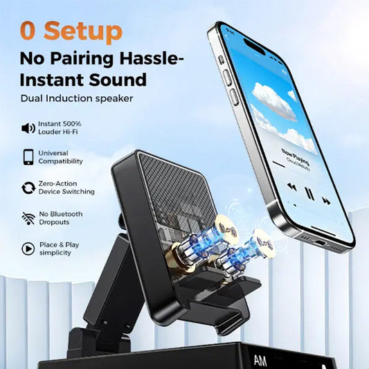 📱 3 az 1-ben Bluetooth-hangszórós telefonállvány – 360°-os elforgatás, állítható magasság, mágneses – Utánvéttel ✨