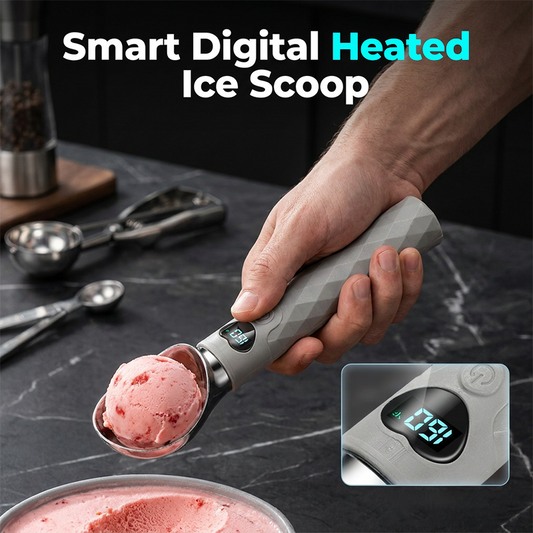 🍦 Fűtött fagylaltkanál digitális kijelzővel – LED-kijelző, kemény fagylaltot adagol – Utánvéttel 💪