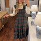 👗 Női, elegáns, kockás, fodros, spagetti pántos ruha – Laza szabású, redős mellrésszel, nyári alapdarab – Utánvéttel ✨