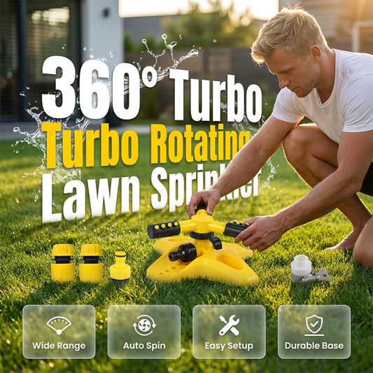 🌱 360°-ban automatikusan forgó gyepszóró – állítható sugárzás, 3 kar, strapabíró műanyag – utánvéttel 💪