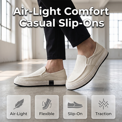 🌿👟 Férfi könnyű, nyári lenvászon szabadidőcipő – Légáteresztő, memóriahabos, slip-on – Utánvét ✨