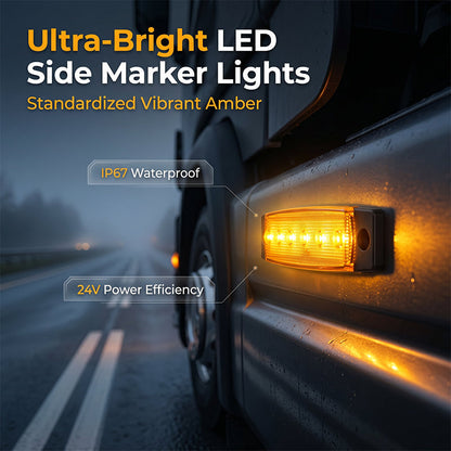 ⚡10 db LED oldalsó jelzőfények – sárga/piros, vízálló, DOT-minősítésű, pótkocsikhoz és lakóautókhoz – utánvéttel 🎯