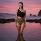 👙 Női egyvállú kivágott leopárdmintás fürdőruha – Elegáns, modern, strand – Utánvét ✨