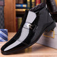 👞 Elegáns, fényes PU-bőr férfi cipő – klasszikus, elegáns oxford, fűzős, magasfényű kivitel – utánvéttel ✨