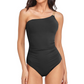 👙 Női egy vállú redős egyrészes fürdőruha – Elegáns, letisztult szabás, kényelmes – Utánvét ✨