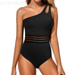👙 Női egy vállú redős egyrészes fürdőruha – Elegáns, letisztult szabás, kényelmes – Utánvét ✨