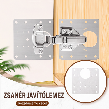 🚪 50% KEDVEZMÉNY! 🔧 Szekrényajtó javítólap – rozsdamentes acél, stabil és egyszerűen szerelhető – Ideális a háztartásban sérült zsanérrögzítésekhez 🛠️