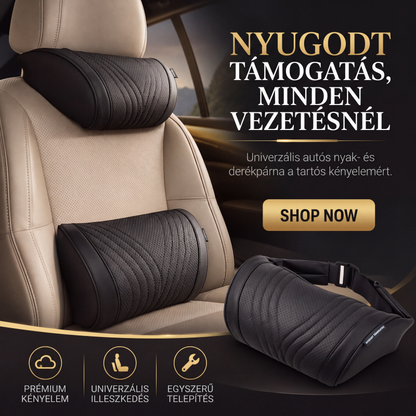 🚗 Prémium autósülés fejtámla és deréktámasztó párna – Kényelmes, ergonomikus, tartós – Utánvét ✨