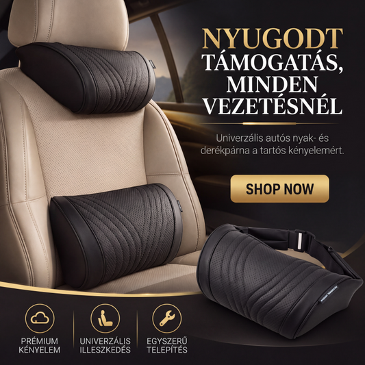🚗 Prémium autósülés fejtámla és deréktámasztó párna – Kényelmes, ergonomikus, tartós – Utánvét ✨