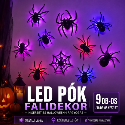 🕷️ Pók matrica LED világítás – Kreatív dekoráció, vidám hangulat – Utánvét ✨