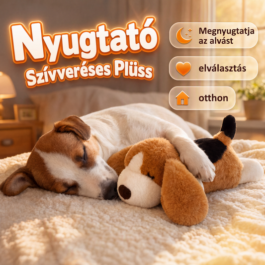 ❤️ Szívdobogásos plüss kutyajáték kölyköknek – Megnyugtató, puha, biztonságos – Utánvét ✨