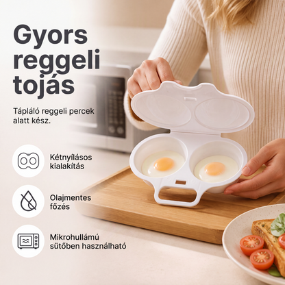 🍳 Mikrohullámú tojásfőző készülék – Kétkamrás, élelmiszerbiztonságos – Utánvét 🔥