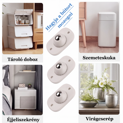 🛋️ 45% KEDVEZMÉNY! Univerzális rozsdamentes acél golyós görgők – Öntapadós, 360°-ban forgatható – Utánvét ✨