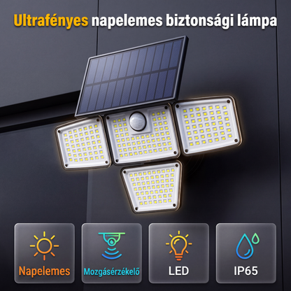 ☀️ Napelemes mozgásérzékelős biztonsági lámpa – Energiatakarékos, kültéri védelem – Utánvét ✨