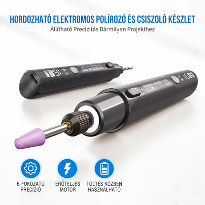 🔧 Hordozható elektromos polírozó és csiszoló készlet – Praktikus, kompakt ✨