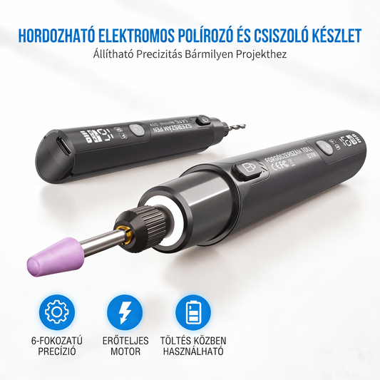 🔧 Hordozható elektromos polírozó és csiszoló készlet – Praktikus, kompakt ✨