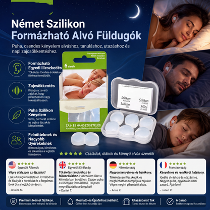 💤 Szilikon formázható alvó füldugók – Puha, kényelmes, zajszűrő – Utánvét ✨