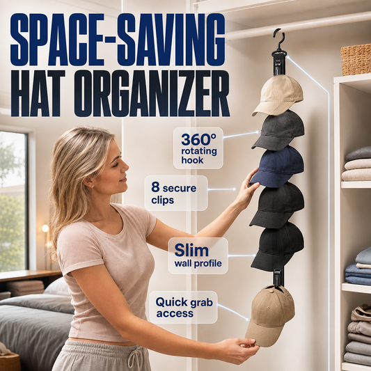 🧢 Wall Mounted Hat Organizer with 8 Clips – Praktikus tárolás、helytakarékos – Utánvét ✨