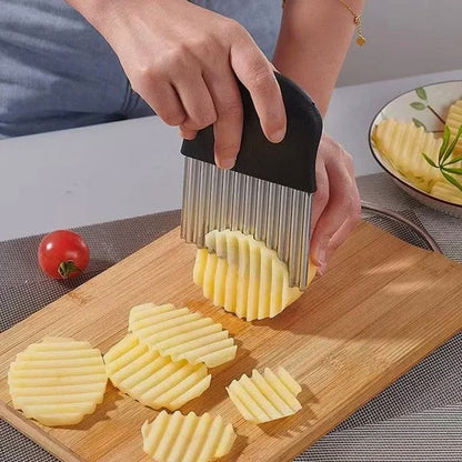 🔪 Rozsdamentes acél hullámos burgonyakés – Burgonya és zöldségek hullámos szeletelésére ✨