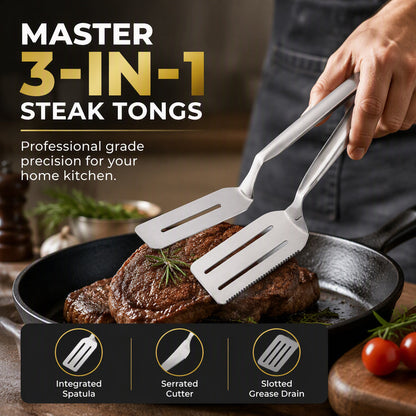 🔪🥩 Acél húsfogó – Serrated él, steakhez és grillezéshez 🔥