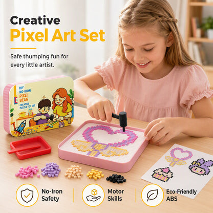 🖼️ DIY pixel gyöngy készlet – Vasalás nélkül, gyerekeknek és felnőtteknek 📦