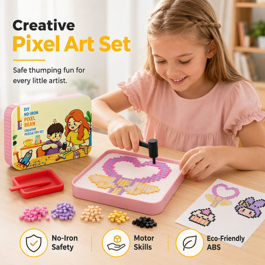🖼️ DIY pixel gyöngy készlet – Vasalás nélkül, gyerekeknek és felnőtteknek 📦
