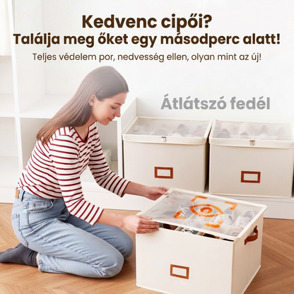 🧺✨ Összecsukható cipőtároló doboz – Szövet, lélegző, hálószobába ⚡