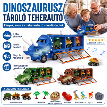Interaktív dinoszaurusz-szállító játékautó