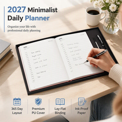 📘 2027-es minimalista napi tervezőfüzet – Letisztult design, napi rendszerességhez ✨