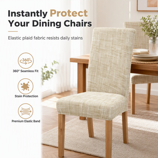 🪑 Universal All Season Stretch Chair Cover – Plaid kockás, rugalmas, por- és olajálló ✨