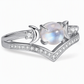 💍🌙 Holdkő gyűrű – Gótikus holdsarló, platinabevonat, misztikus 💎✨