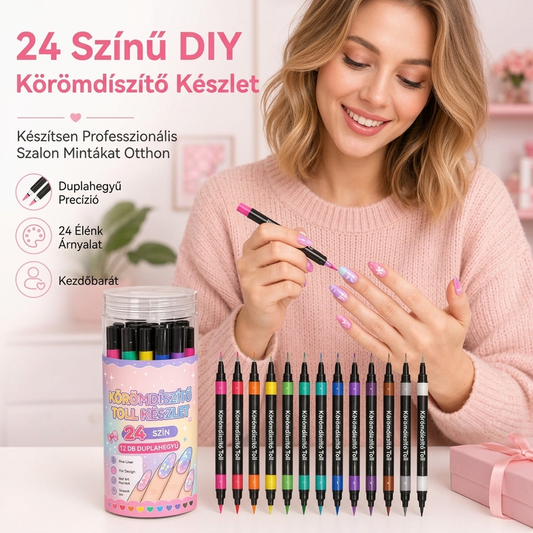 💅 24 színű kétvégű körömdíszítő tollkészlet – Kreatív manikűrhöz ✨