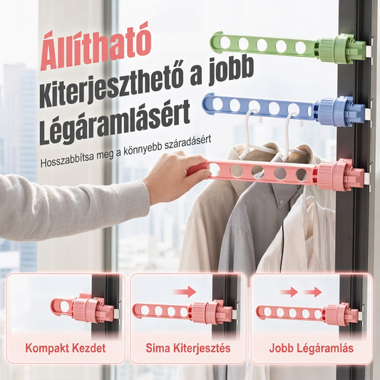 🛒 Helytakarékos ablak melletti ruhaszárító – Praktikus, kis helyen is elfér ✨
