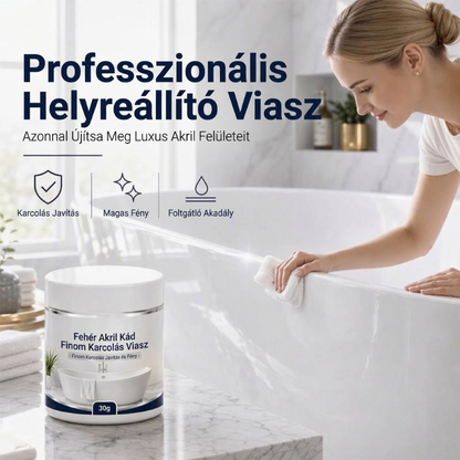 Fehér akril fürdőkád finom karcolásjavító viasz