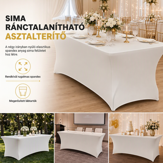 🍽️ Rugalmas téglalap alakú asztalterítő – Esküvőkre, bankettekre, találkozókhoz ✨