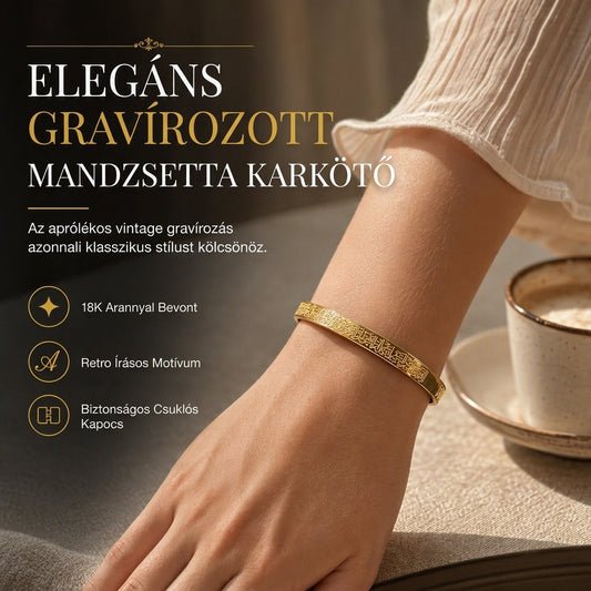✨ 18K vákuumozott titán karkötő – Rozsdamentes, vésett dizájn, mindennapi viseletre ⚡