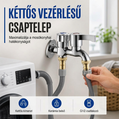🔧 Mosógép csaptelep két kimenettel – Könnyen szerelhető, univerzális 🔥