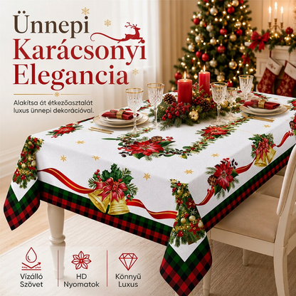 🎄 Vízálló ünnepi terítő – Ünnepi hangulat, könnyen tisztítható ✨