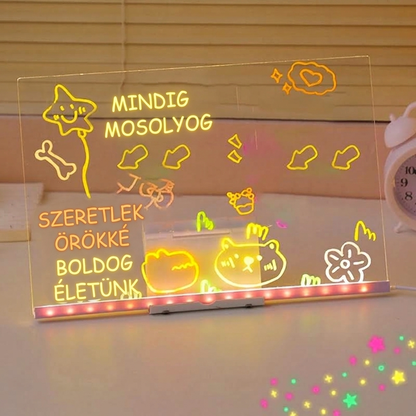Gyermekeknek szánt DIY világító, törölhető rajztábla készlet
