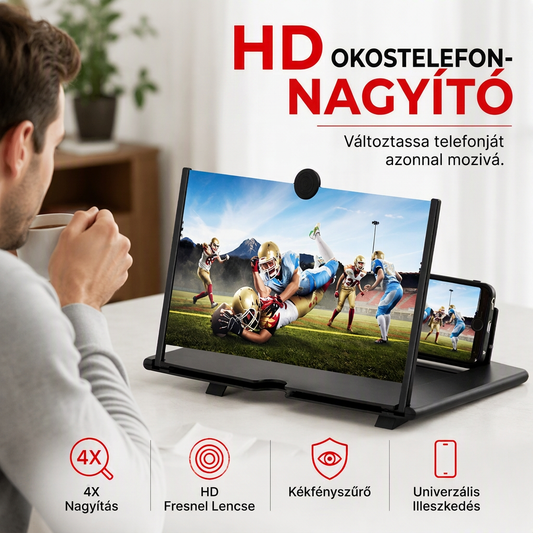 🔍 HD okostelefon képernyő nagyító – Kényelmes olvasás, nagyobb kép ✨