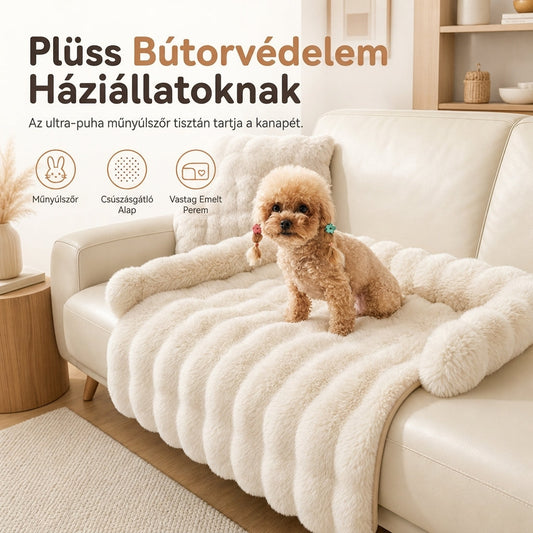 🐾 Téli vastagított meleg kisállat alátét – Puha műnyúlszőr, csúszásgátló, 75x75 cm ✨