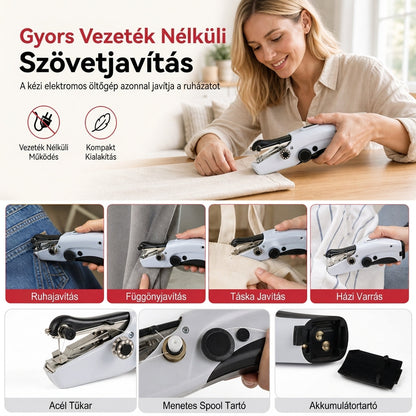 🧵 Mini kézi elektromos varrógép – Hordozható, vastag anyagokhoz is ✨
