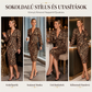 👗 Női csipke leopárd mintás V-nyakú ruha – Tömlőujjú, középhosszú, elegáns ✨