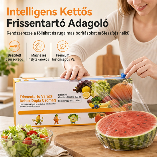 ✂️ Tapadófólia-adagoló vágóval – Mágneses, könnyen használható 🔥
