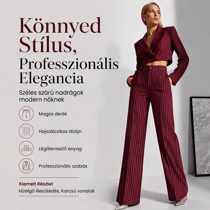 👖 Nőknek magas derekú csíkos bőszárú nadrág – Kényelmes, divatos, elegáns ✨