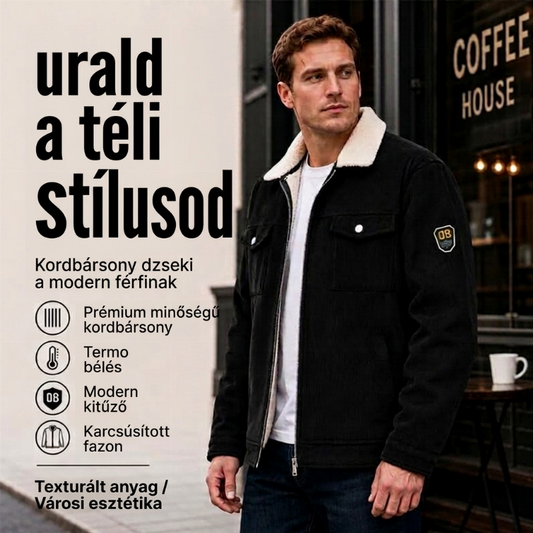 🧥 Meleg férfi barkácord téli kabát – Vastag, kényelmes, téli viselet ✨